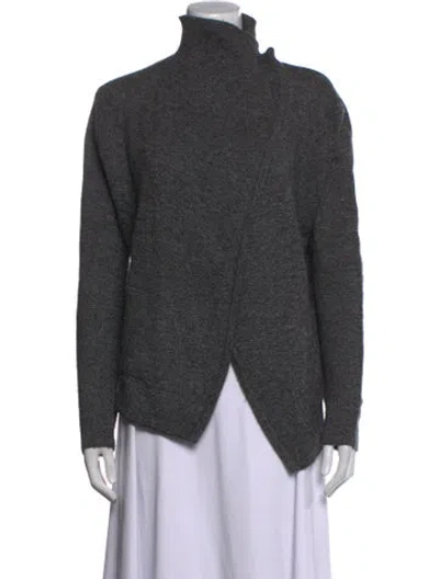 Pre-owned White + Warren Wool Mock Neck Sweater In Black/grey