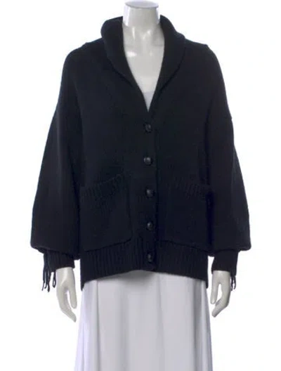 Pre-owned White + Warren Wool Open Front Sweater In Black