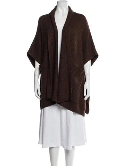 Pre-owned White + Warren Wool Open Front Sweater In Brown