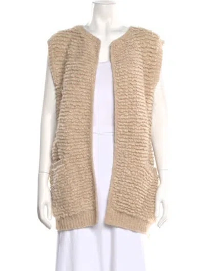 Pre-owned White + Warren Wool Open Front Sweater In Neutral