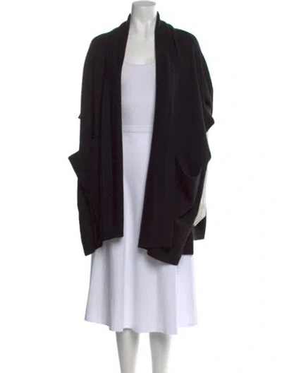 Pre-owned White + Warren Wool Open Front Sweater W/ Tags In Black