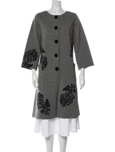 Pre-owned White + Warren Wool Printed Sweater In Gray