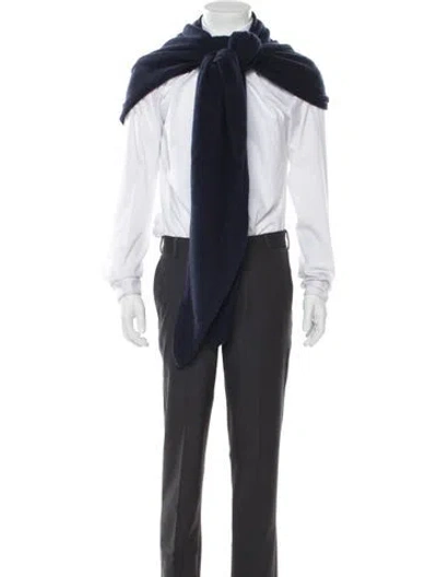 Pre-owned White + Warren Wool Shawl In Blue