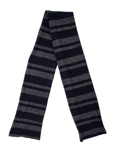 Pre-owned White + Warren Wool Striped Scarf In Blue/grey