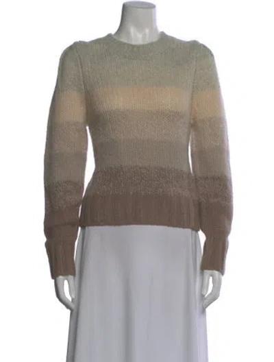 Pre-owned White + Warren Wool Striped Sweater In Neutral