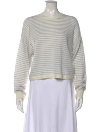 Pre-owned White + Warren Wool Striped Sweater In Neutral