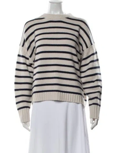 Pre-owned White + Warren Wool Striped Sweater In Neutrals