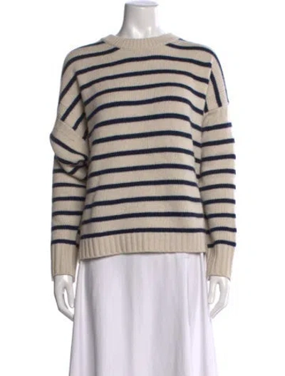 Pre-owned White + Warren Wool Striped Sweater In Neutrals
