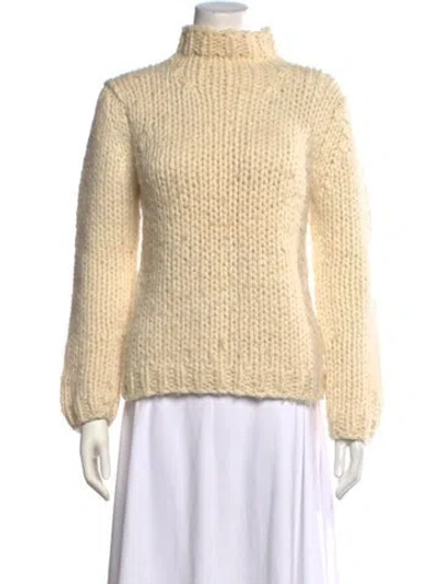 Pre-owned White + Warren Wool Turtleneck Sweater In Neutral