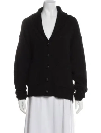Pre-owned White + Warren Wool V-neck Sweater In Black