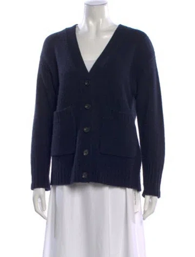 Pre-owned White + Warren Wool V-neck Sweater In Blue