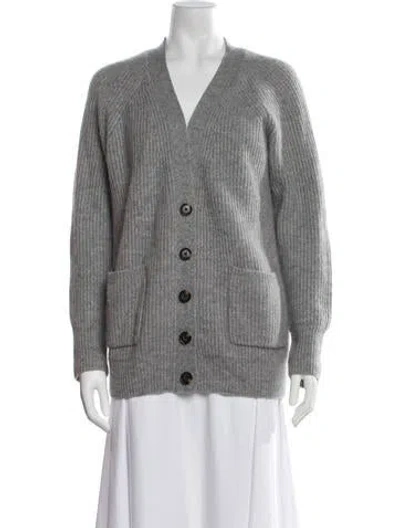 Pre-owned White + Warren Wool V-neck Sweater In Grey