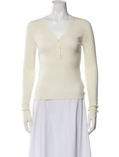 Pre-owned White + Warren Wool V-neck Top W/ Tags In Neutral