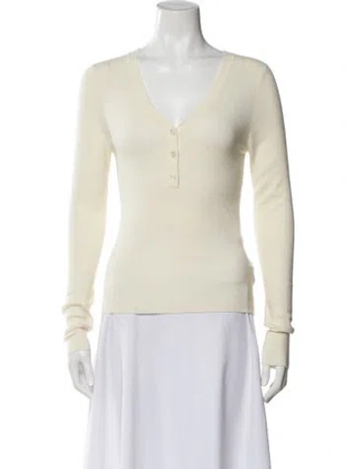 Pre-owned White + Warren Wool V-neck Top W/ Tags In Neutral