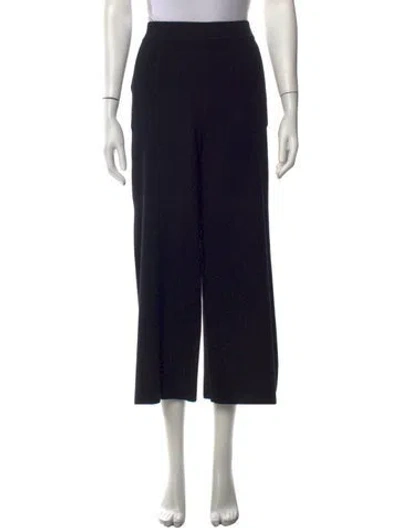 Pre-owned White + Warren Wool Wide Leg Pants In Black