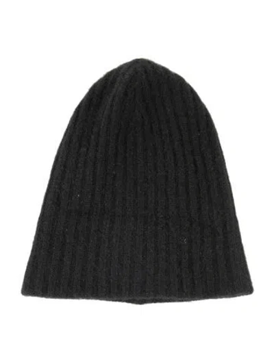 Pre-owned White + Warren Woven Beanie In Black