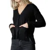 White Wise - Cardigan Corto In Merinos Nero 18052