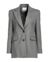 White Wise Woman Blazer Grey Size 8 Polyester, Viscose, Elastane In Grey