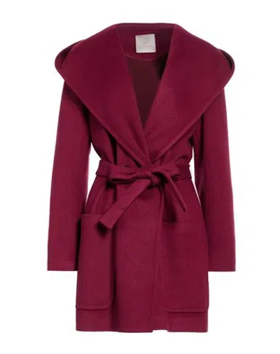 White Wise Woman Coat Burgundy Size 12 Polyester, Viscose In Red