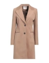 White Wise Woman Coat Camel Size 4 Polyester, Viscose In Beige