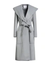 White Wise Woman Coat Grey Size 4 Polyester, Viscose In Gray