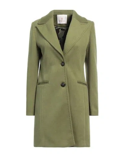 White Wise Woman Coat Military Green Size 4 Polyester, Viscose In Green