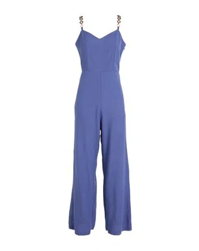 White Wise Woman Jumpsuit Bright Blue Size 10 Viscose, Linen