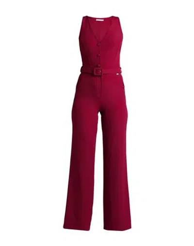 White Wise Woman Jumpsuit Garnet Size 8 Polyester, Elastane In Red