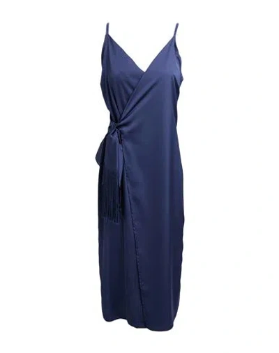 White Wise Woman Midi Dress Navy Size 6 Polyester In Blue
