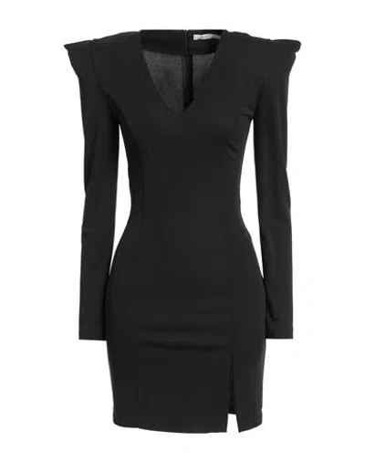 White Wise Woman Mini Dress Black Size 8 Polyester, Elastane