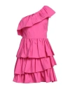 White Wise Woman Mini Dress Fuchsia Size 8 Cotton In Pink