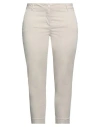 White Wise Woman Pants Beige Size 12 Cotton, Elastane In Beige