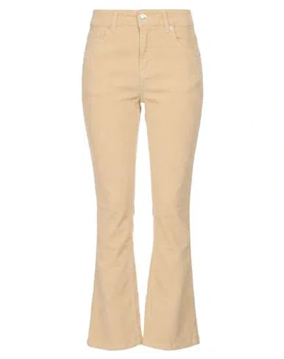 White Wise Woman Pants Beige Size 2 Cotton, Elastane