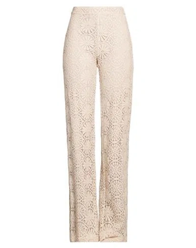 White Wise Woman Pants Beige Size 6 Cotton, Viscose, Nylon, Polyester In Brown