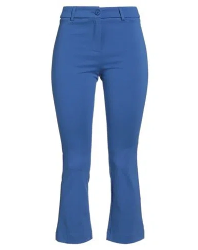 White Wise Woman Pants Bright Blue Size 8 Cotton, Nylon, Elastane