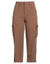 White Wise Woman Pants Camel Size 4 Polyester, Viscose, Elastane In Brown