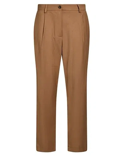 White Wise Woman Pants Camel Size 6 Polyester, Viscose, Elastic Fibres In Brown