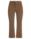 White Wise Woman Pants Camel Size 8 Cotton, Elastic Fibres In Brown