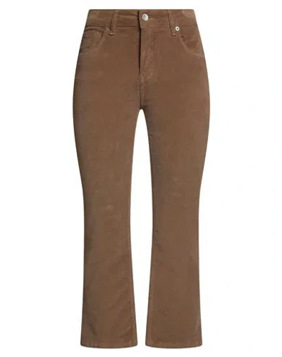 White Wise Woman Pants Camel Size 8 Cotton, Elastic Fibres In Brown