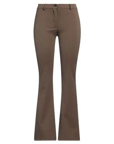 White Wise Woman Pants Camel Size 8 Polyester, Nylon, Elastane In Beige
