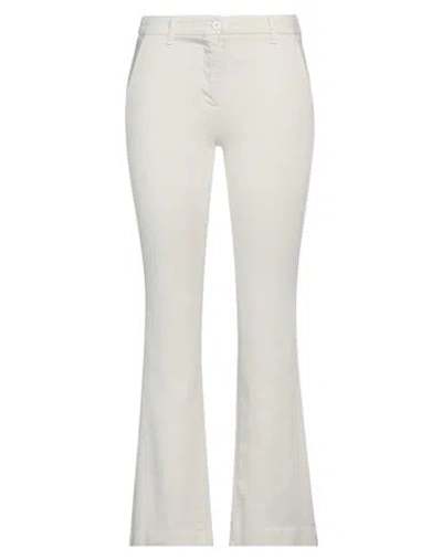 White Wise Woman Pants Cream Size 8 Cotton, Elastic Fibres