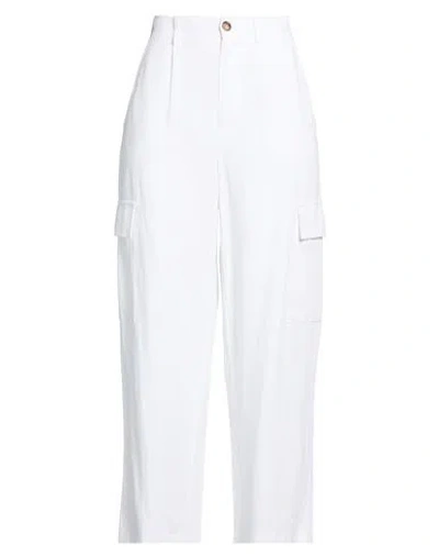 White Wise Woman Pants Cream Size 8 Viscose, Linen