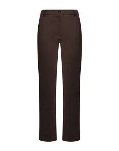 White Wise Woman Pants Dark Brown Size 12 Viscose, Polyamide, Elastane