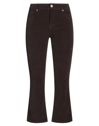White Wise Woman Pants Dark Brown Size 4 Cotton, Elastane