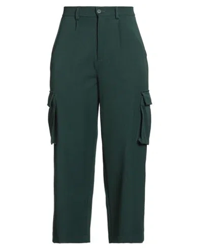 White Wise Woman Pants Dark Green Size 10 Polyester, Viscose, Elastane In Green