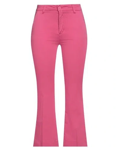 White Wise Woman Pants Fuchsia Size 10 Cotton, Elastic Fibres In Pink