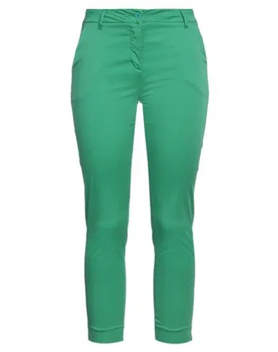 White Wise Woman Pants Green Size 4 Cotton, Elastane