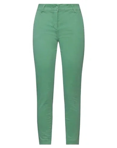 White Wise Woman Pants Green Size 6 Cotton, Elastic Fibres