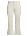 White Wise Woman Pants Ivory Size 8 Cotton, Elastic Fibres In Neutral