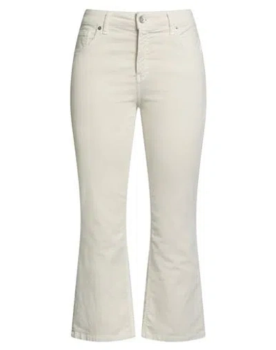 White Wise Woman Pants Ivory Size 8 Cotton, Elastic Fibres In Neutral